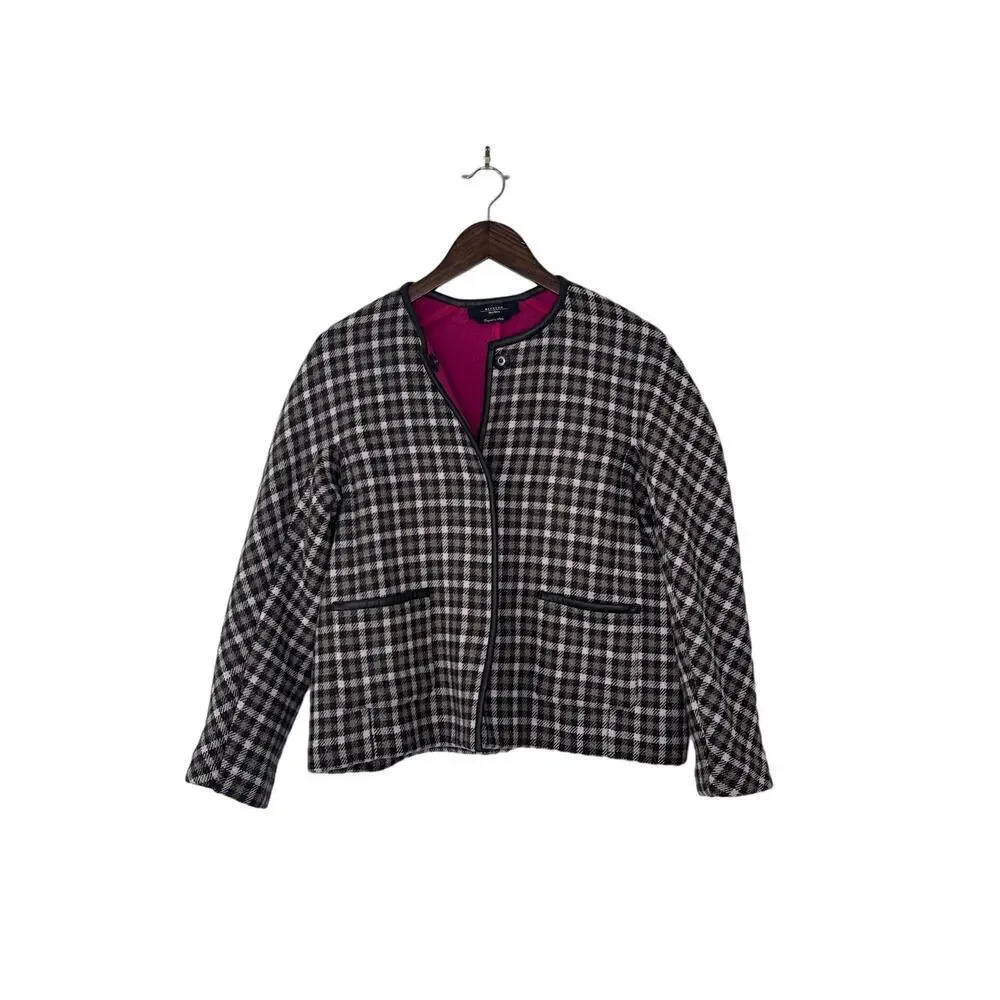Weekend Max Mara Plaid Coat Size 12 Brown Wool